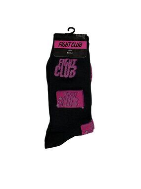 Movie Quote Novelty Crew Socks Black Pink Text Graphic Unisex 9-13 New